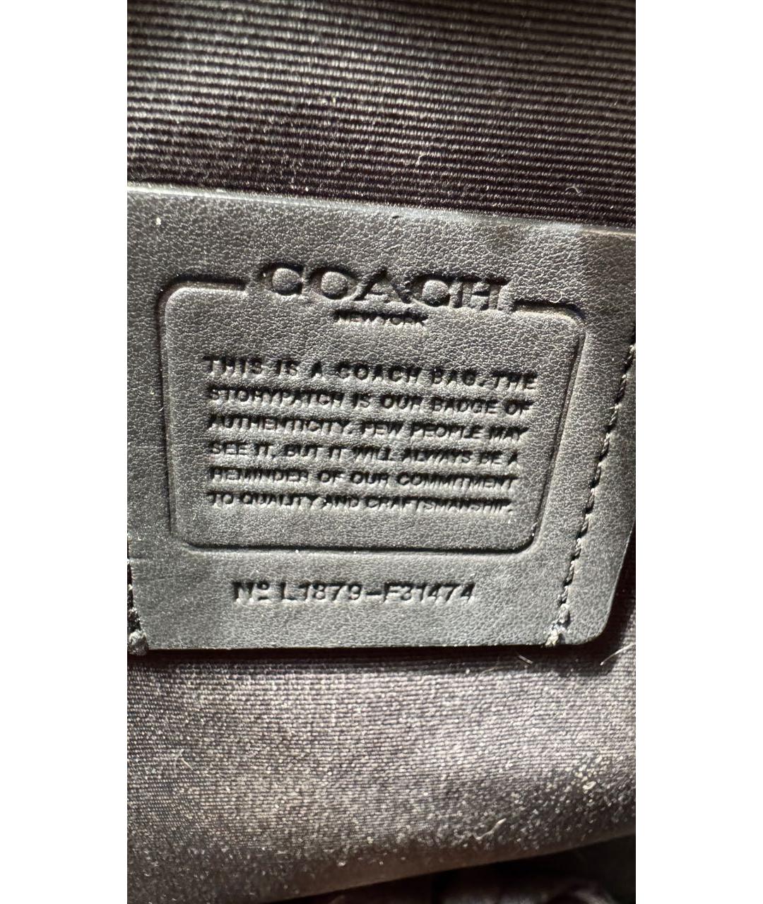 COACH Черная кожаная сумка с короткими ручками, фото 6