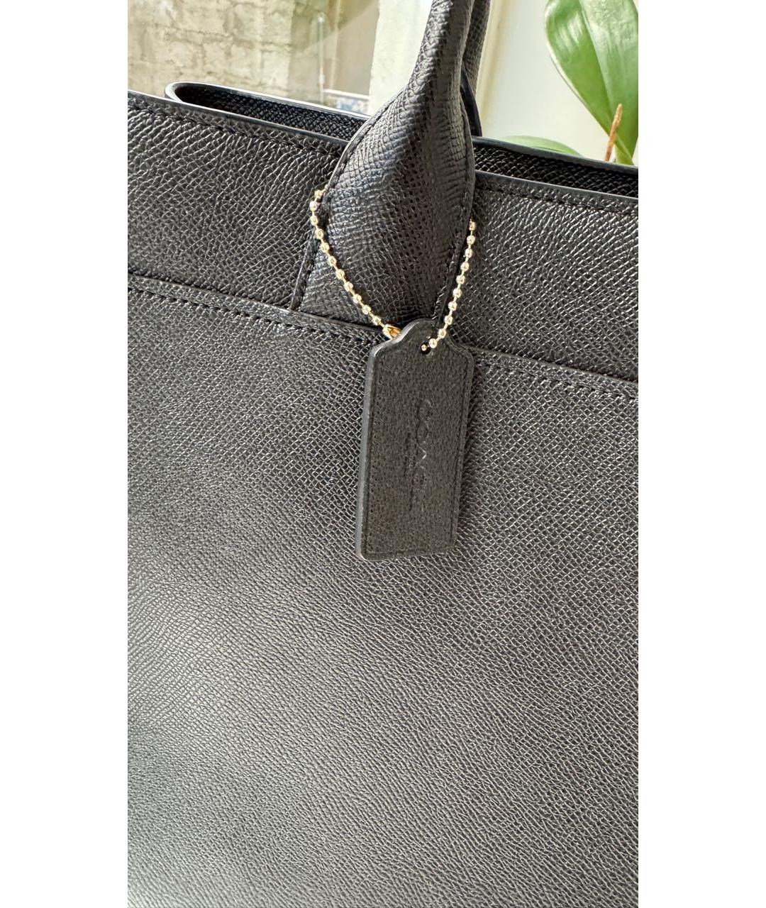 COACH Черная кожаная сумка с короткими ручками, фото 8