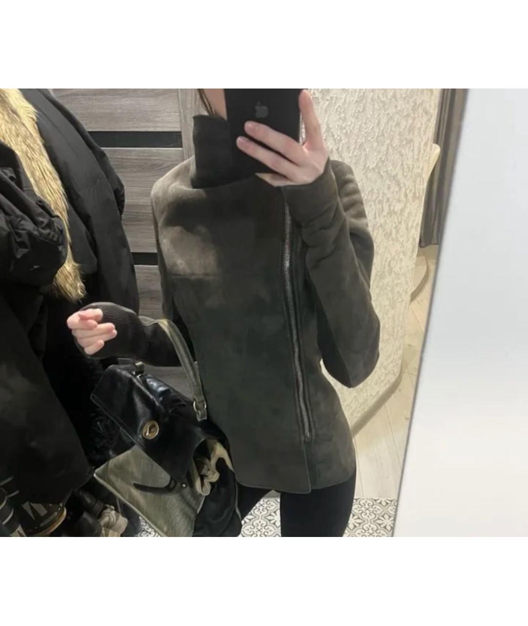 RICK OWENS Серая кожаная дубленка, фото 5