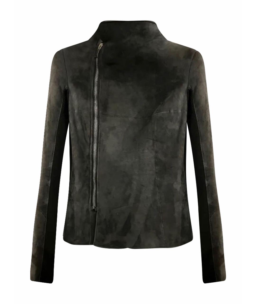 RICK OWENS Серая кожаная дубленка, фото 1