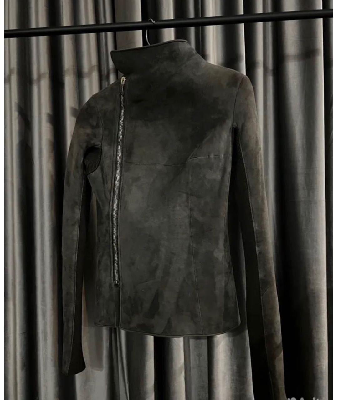 RICK OWENS Серая кожаная дубленка, фото 6