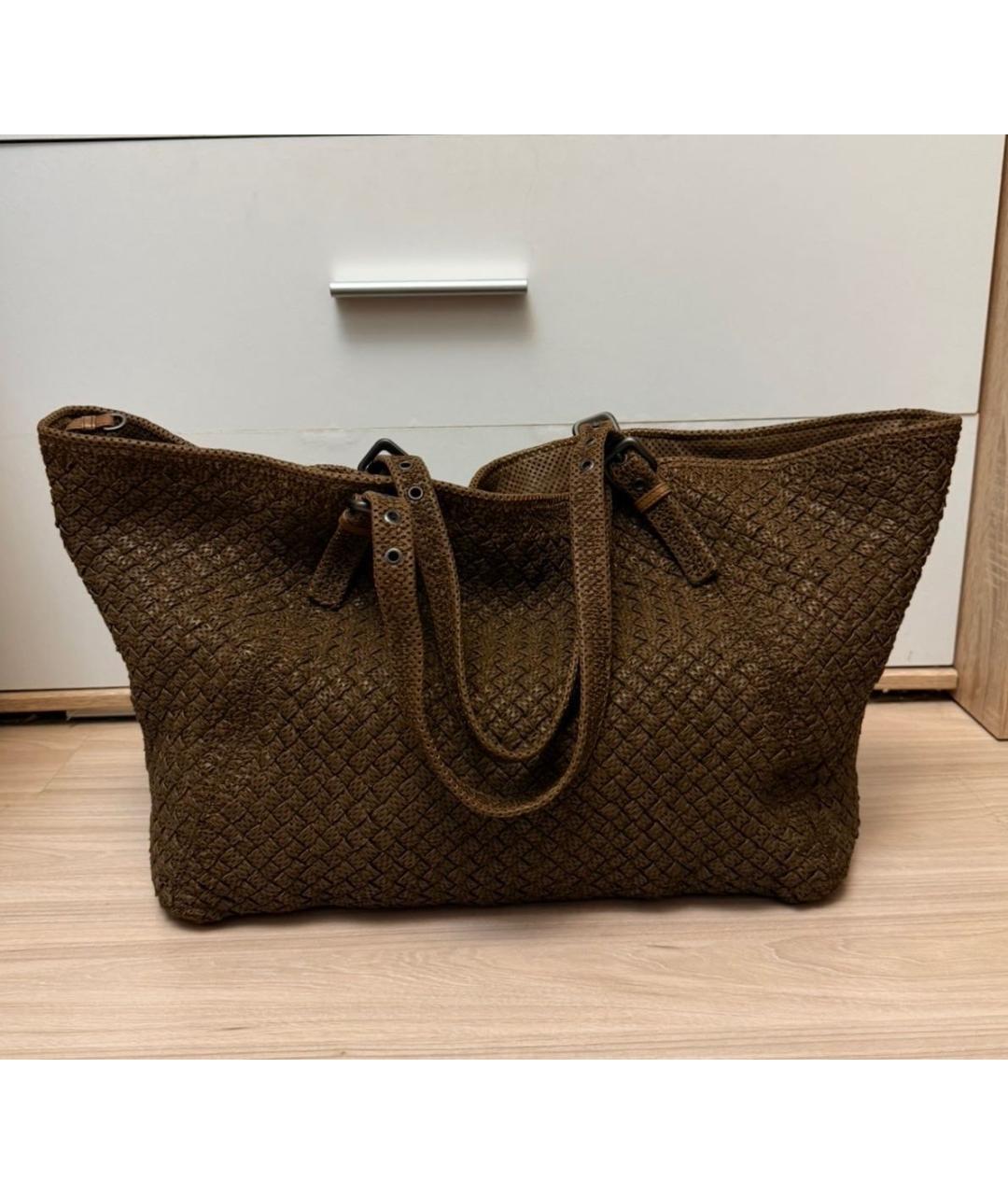 BOTTEGA VENETA Коричневая кожаная сумка тоут, фото 8