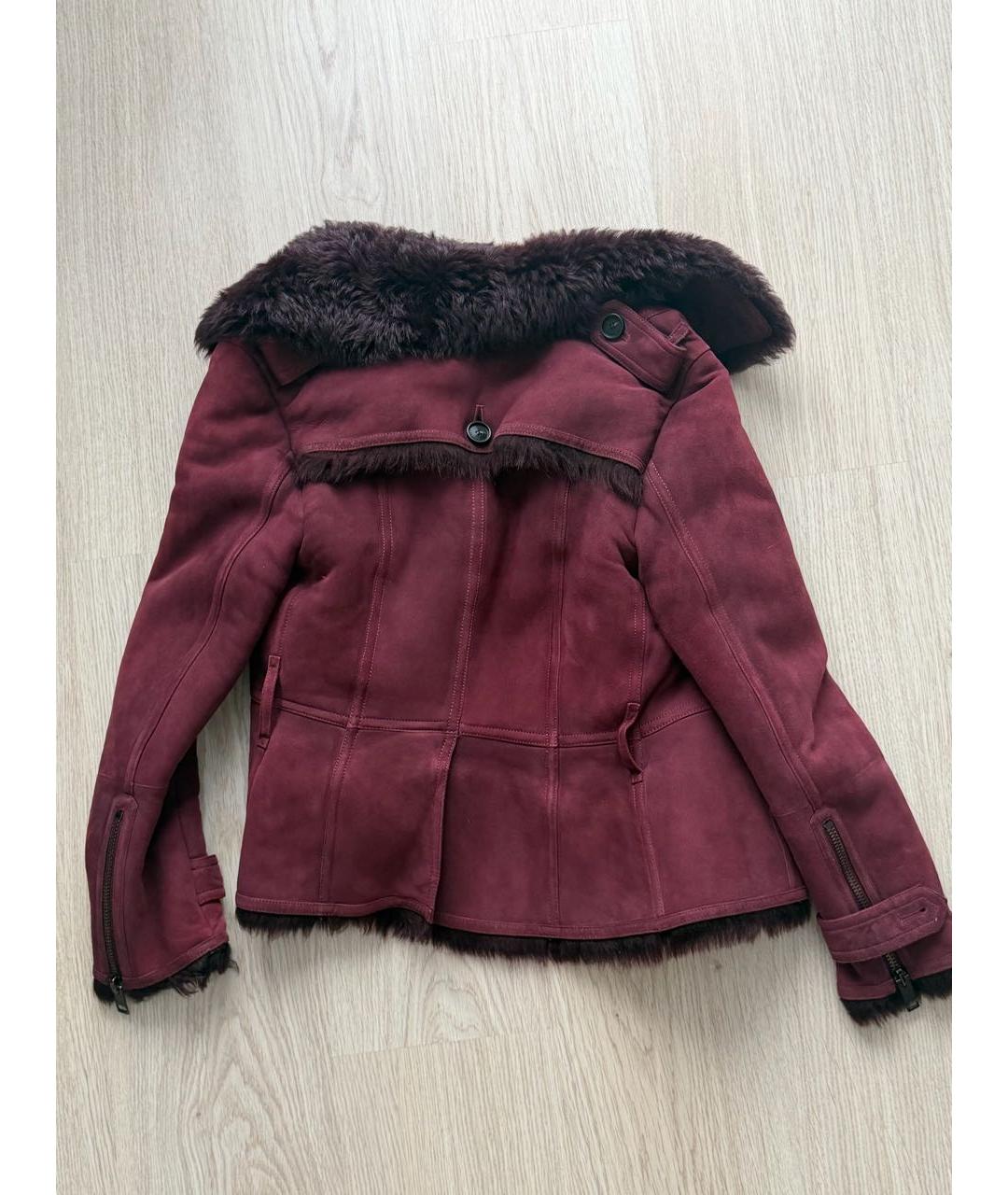 BURBERRY Бордовая замшевая дубленка, фото 2