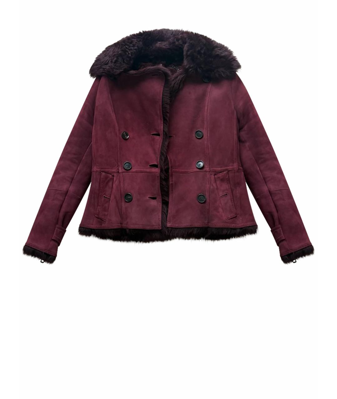 BURBERRY Бордовая замшевая дубленка, фото 1