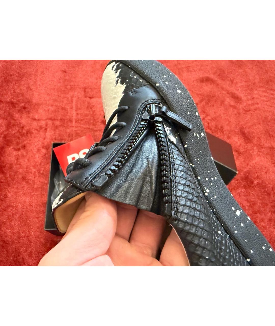 GIUSEPPE ZANOTTI DESIGN Черные кожаные низкие кроссовки / кеды, фото 6