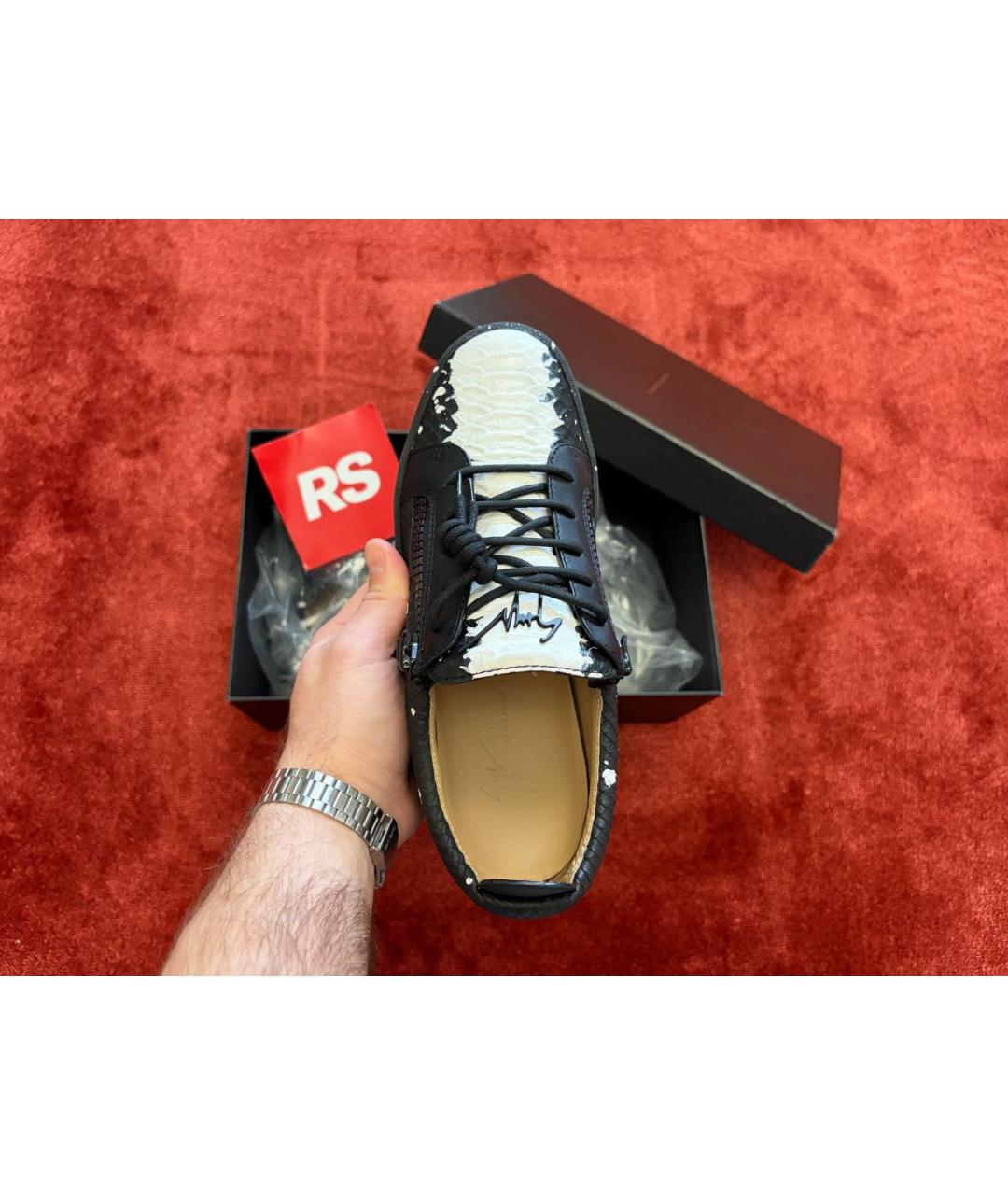 GIUSEPPE ZANOTTI DESIGN Черные кожаные низкие кроссовки / кеды, фото 3