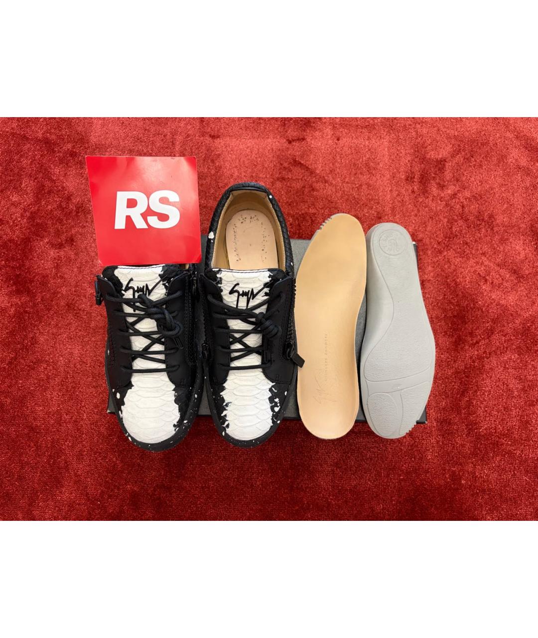 GIUSEPPE ZANOTTI DESIGN Черные кожаные низкие кроссовки / кеды, фото 8