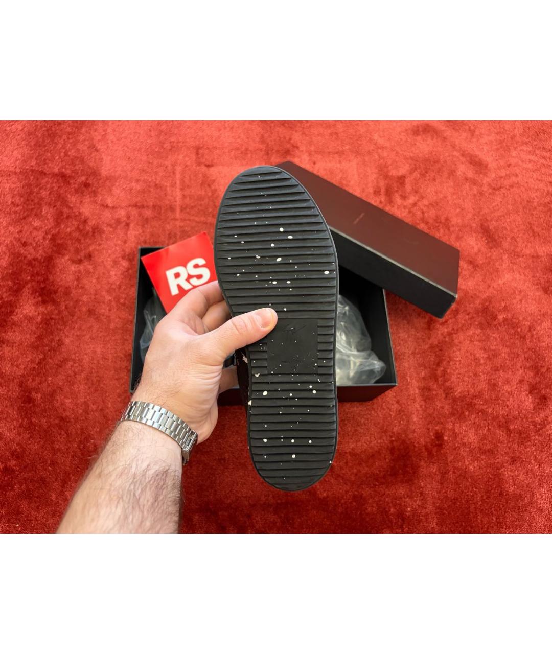 GIUSEPPE ZANOTTI DESIGN Черные кожаные низкие кроссовки / кеды, фото 5