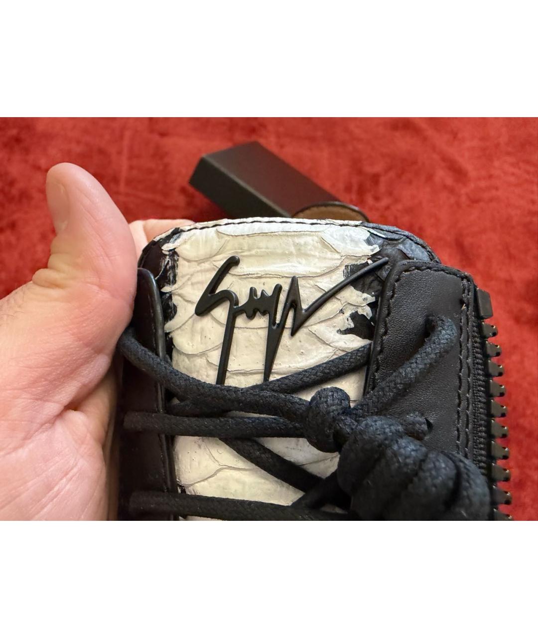 GIUSEPPE ZANOTTI DESIGN Черные кожаные низкие кроссовки / кеды, фото 7