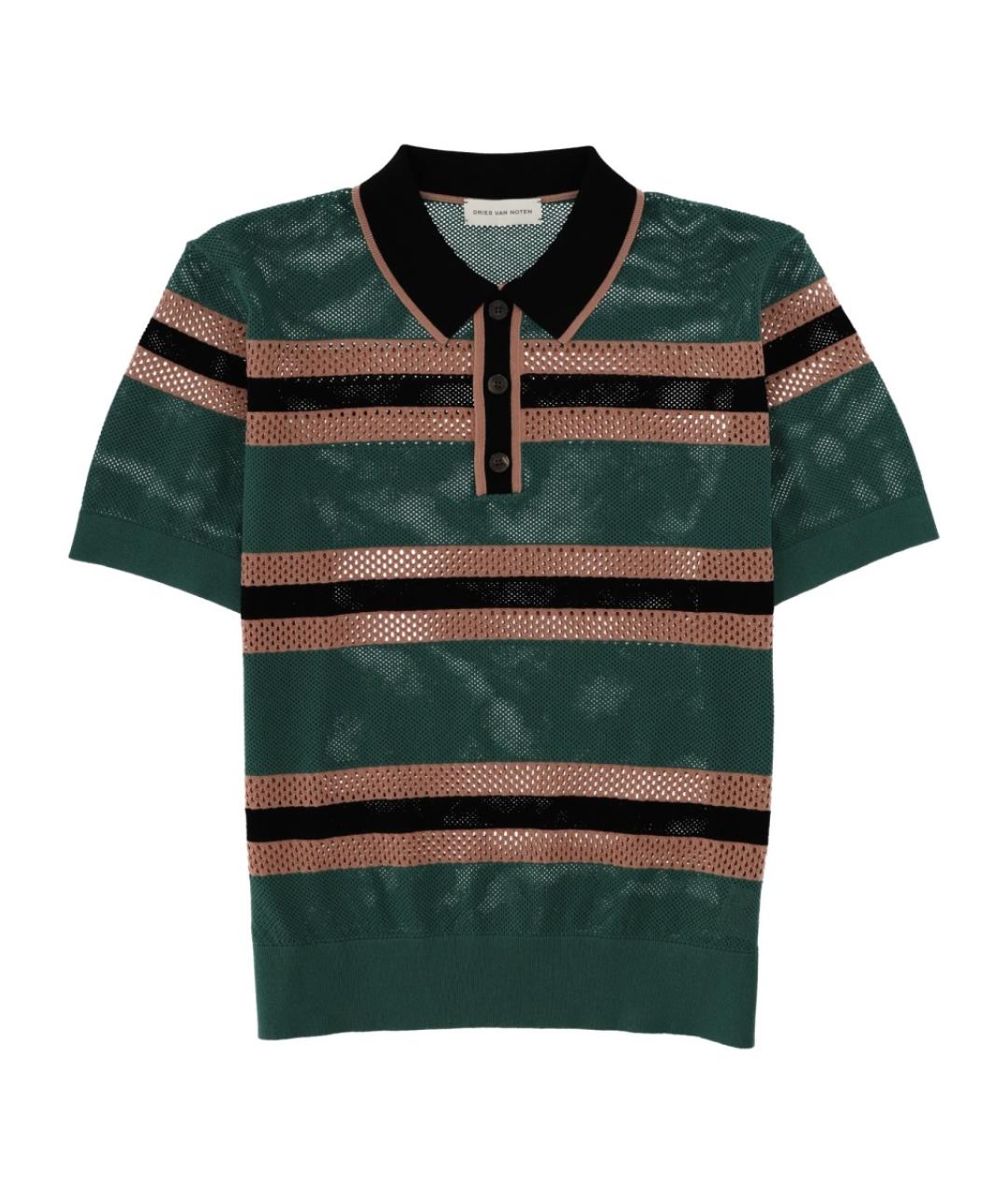 DRIES VAN NOTEN Зеленые вискозное поло с коротким рукавом, фото 1