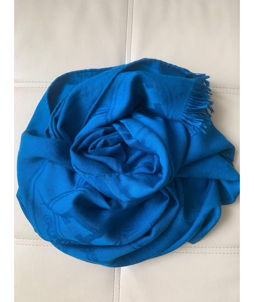 HERMES Синий кашемировый шарф, фото 8