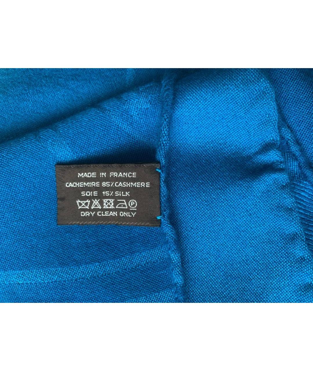 HERMES Синий кашемировый шарф, фото 3