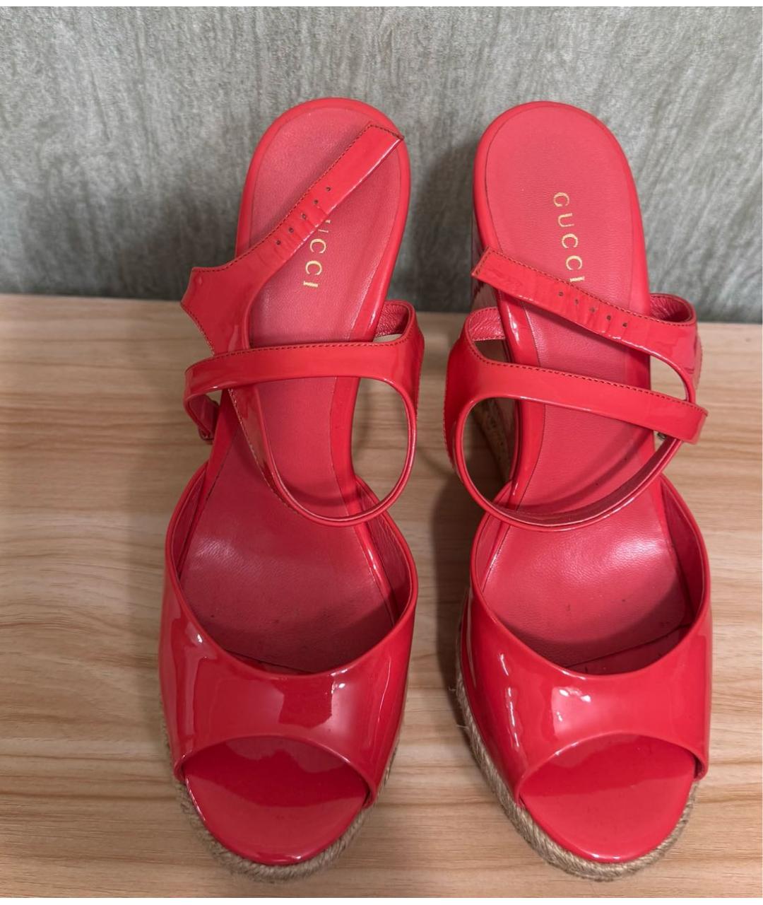 GUCCI Коралловые эспадрильи из лакированной кожи, фото 3