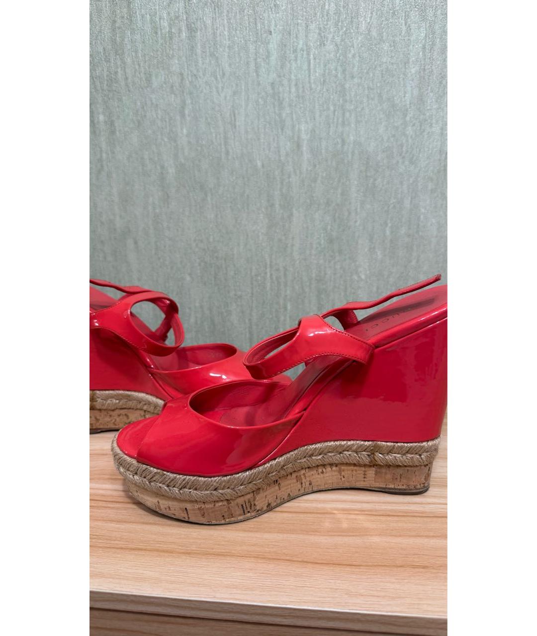 GUCCI Коралловые эспадрильи из лакированной кожи, фото 5