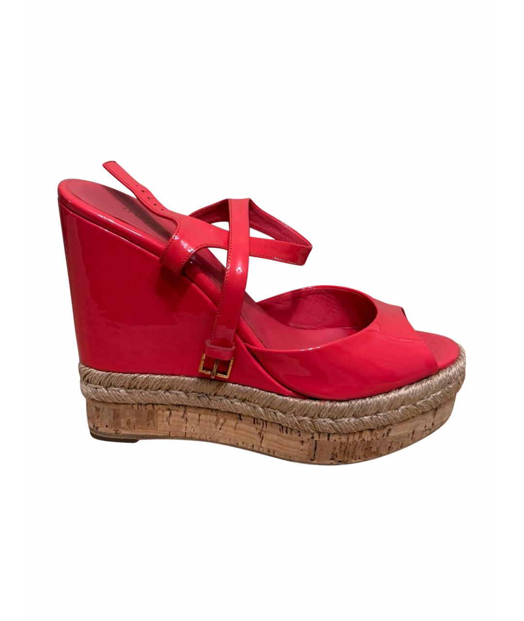 GUCCI Коралловые эспадрильи из лакированной кожи, фото 1