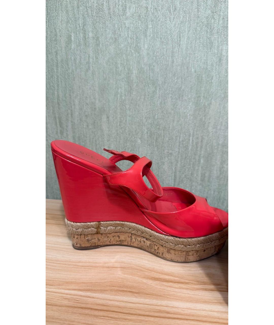 GUCCI Коралловые эспадрильи из лакированной кожи, фото 6