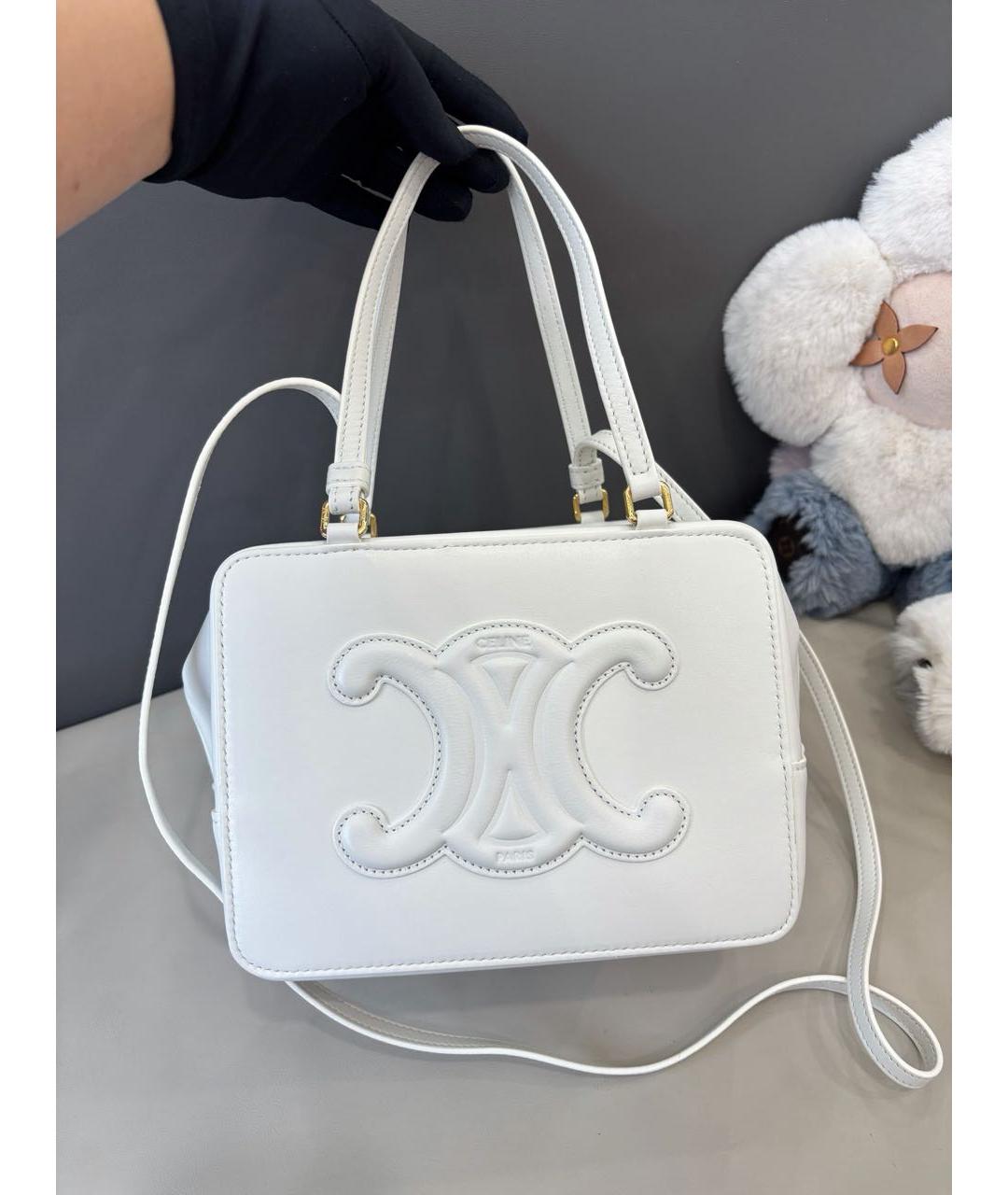 CELINE Белая кожаная сумка через плечо, фото 2