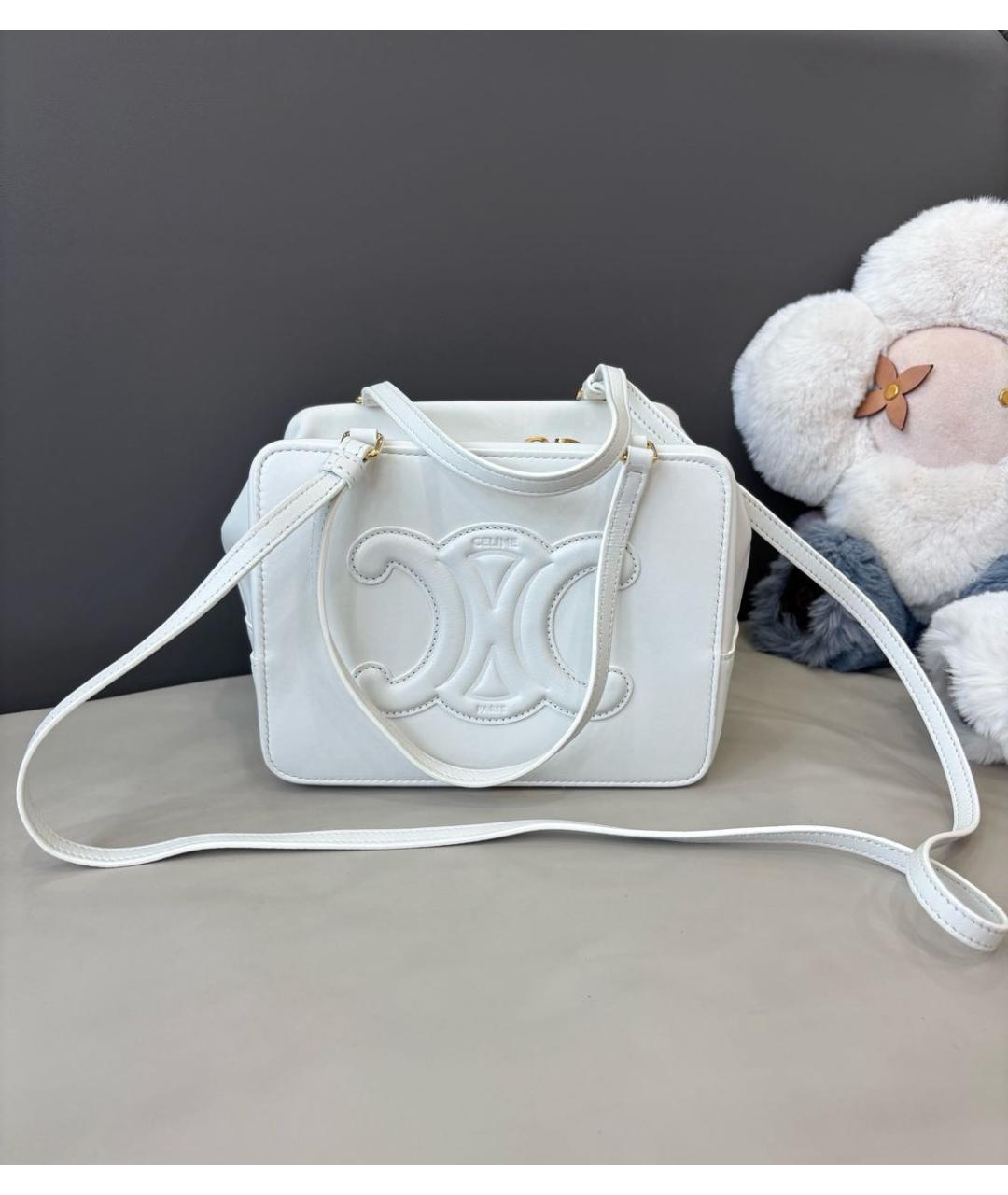 CELINE Белая кожаная сумка через плечо, фото 7