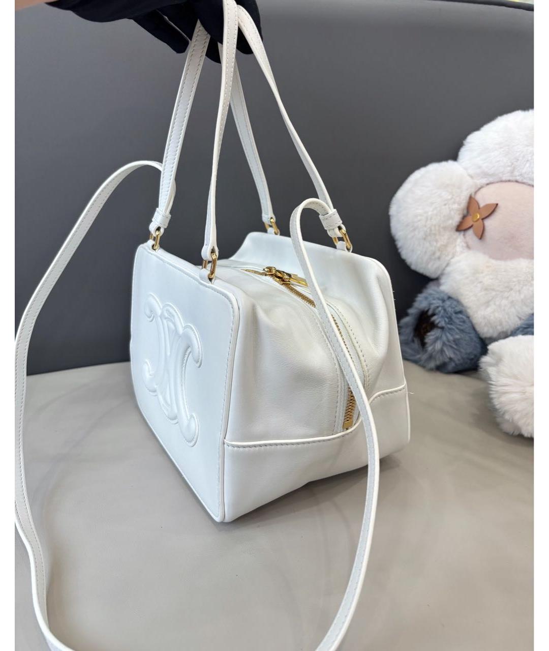 CELINE Белая кожаная сумка через плечо, фото 3