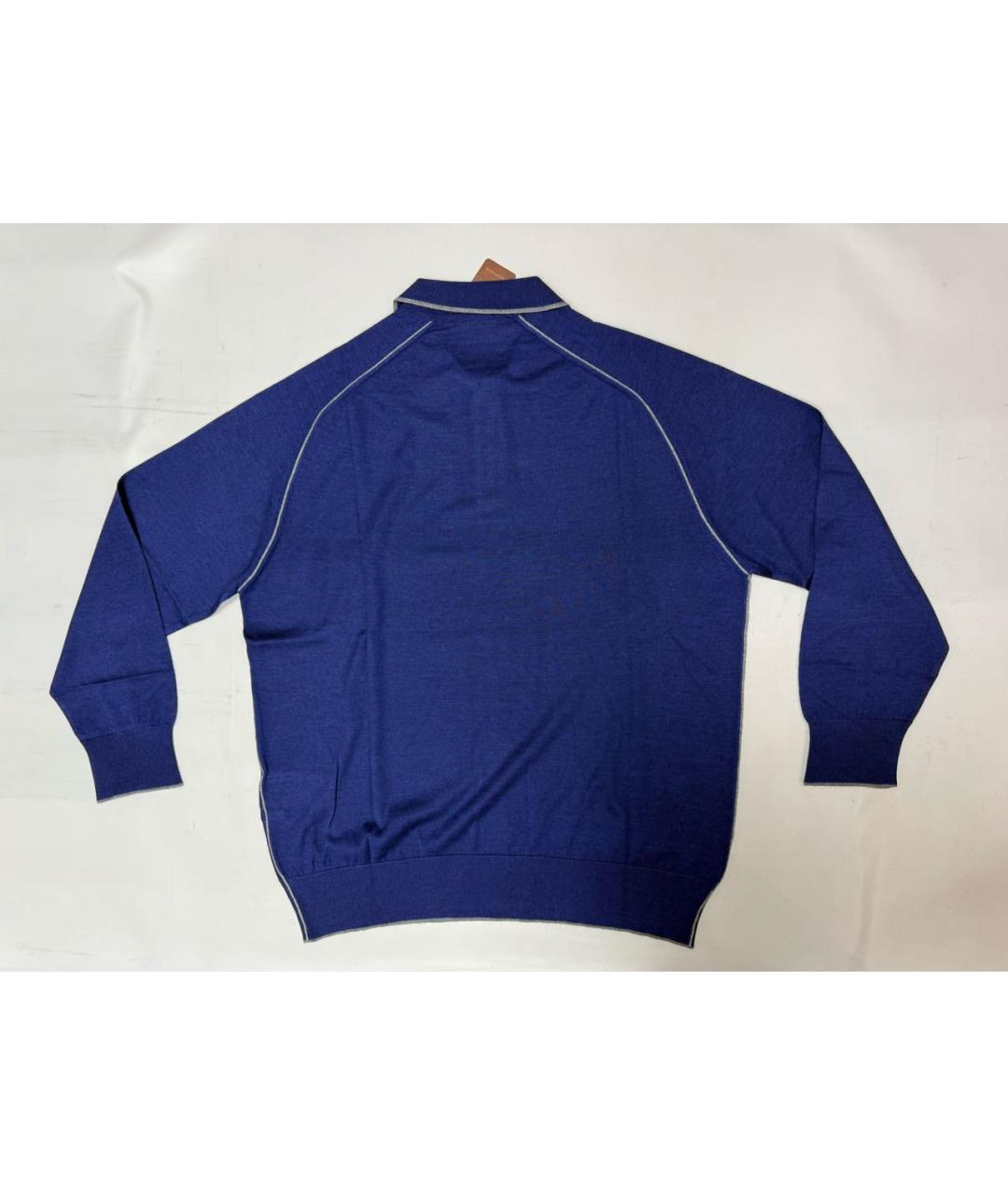 STEFANO RICCI Синее поло с длинным рукавом, фото 3