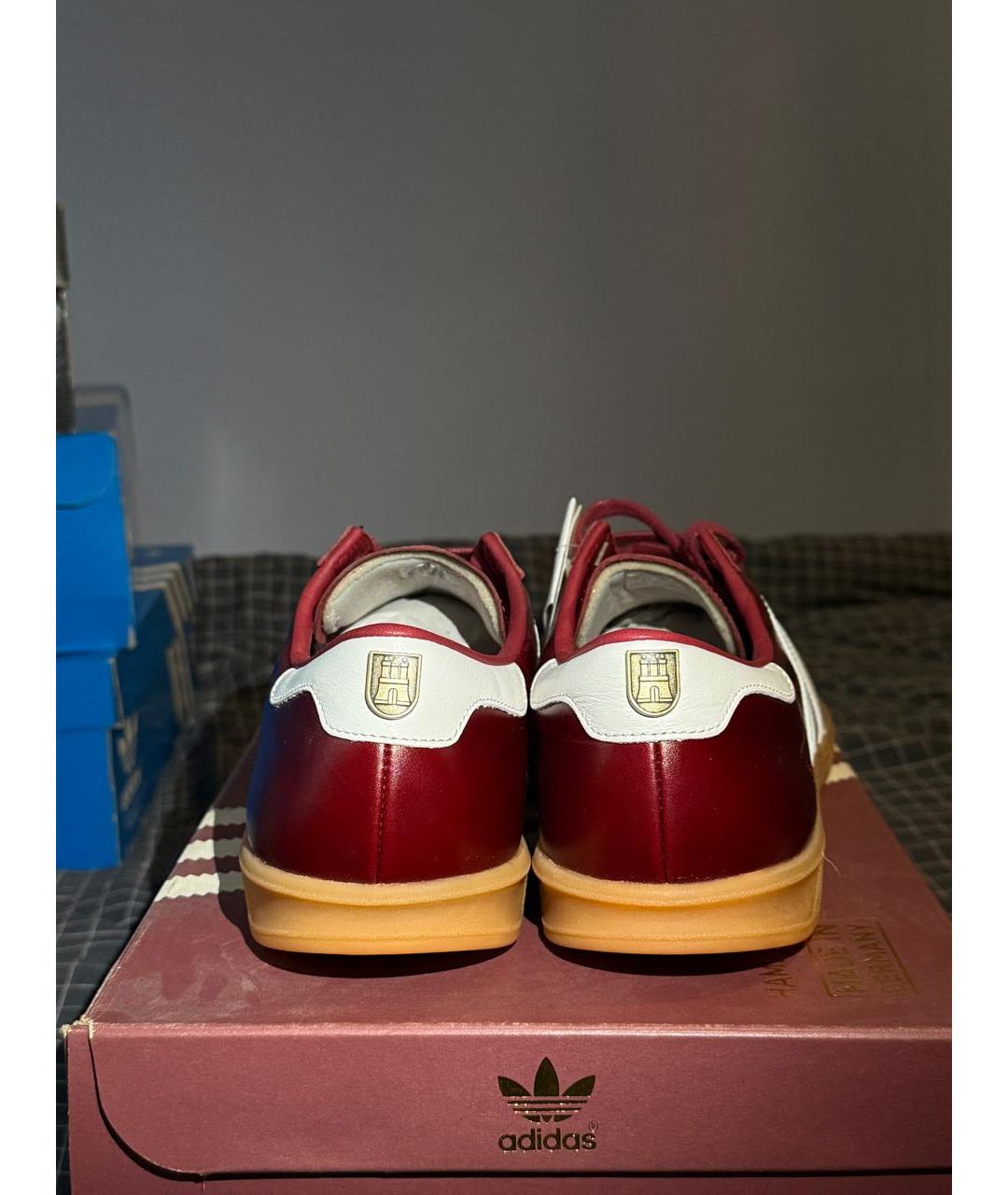 ADIDAS Бордовые кожаные низкие кроссовки / кеды, фото 4