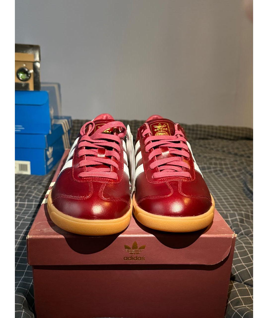 ADIDAS Бордовые кожаные низкие кроссовки / кеды, фото 2