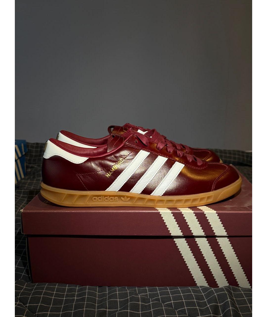 ADIDAS Бордовые кожаные низкие кроссовки / кеды, фото 9