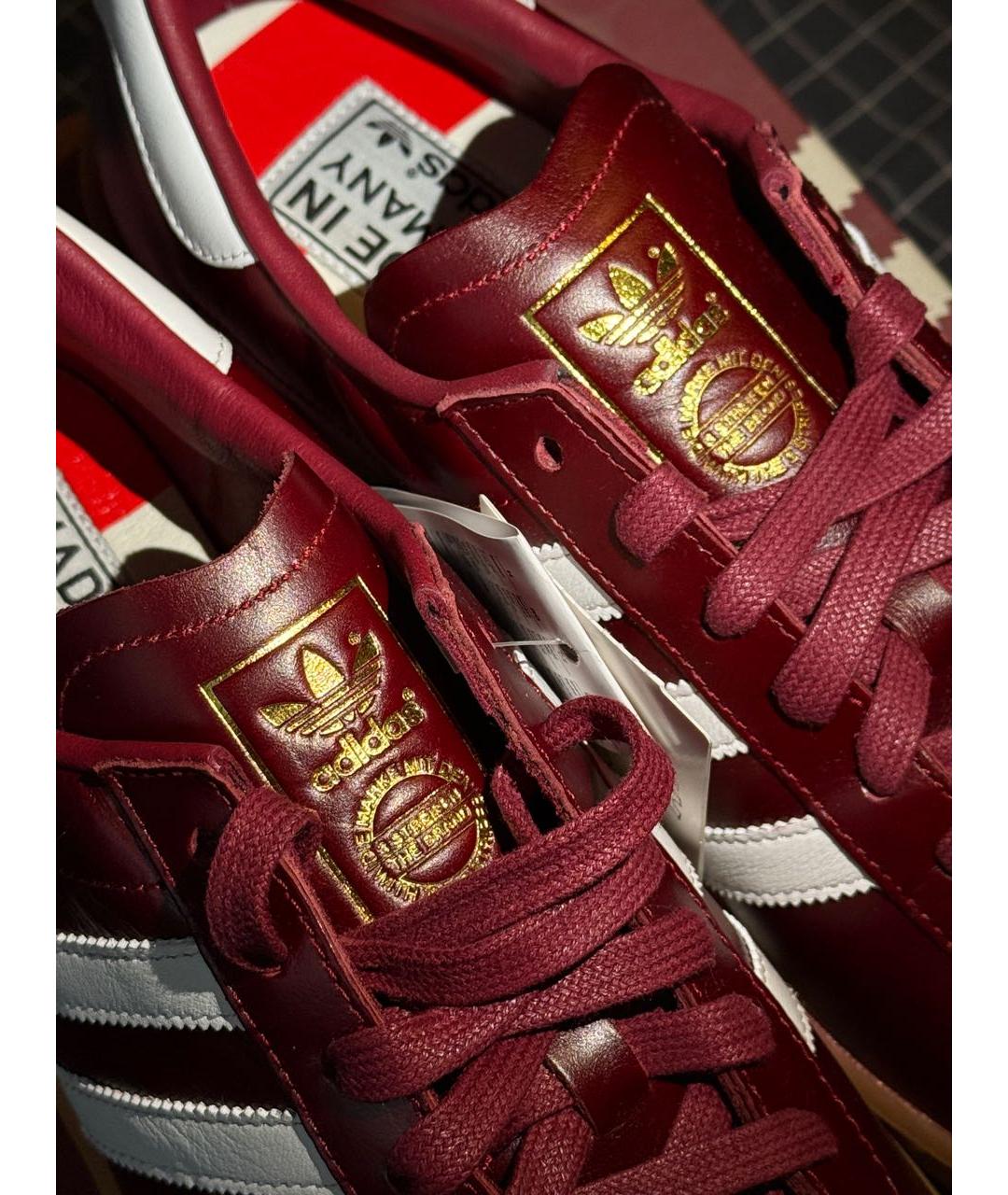 ADIDAS Бордовые кожаные низкие кроссовки / кеды, фото 7