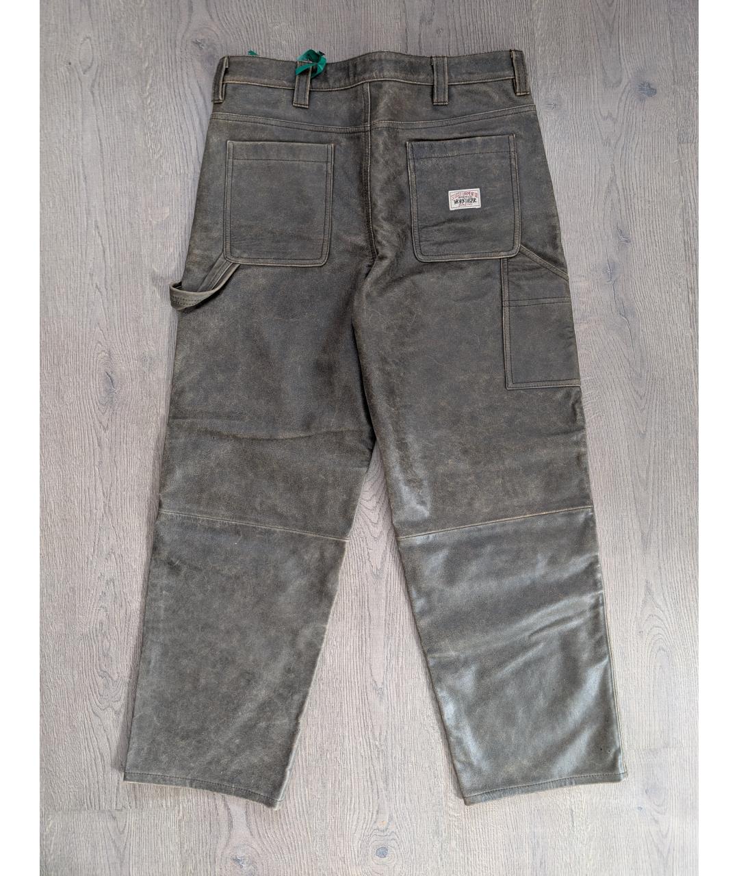 STUSSY Коричневые кожаные повседневные брюки, фото 3