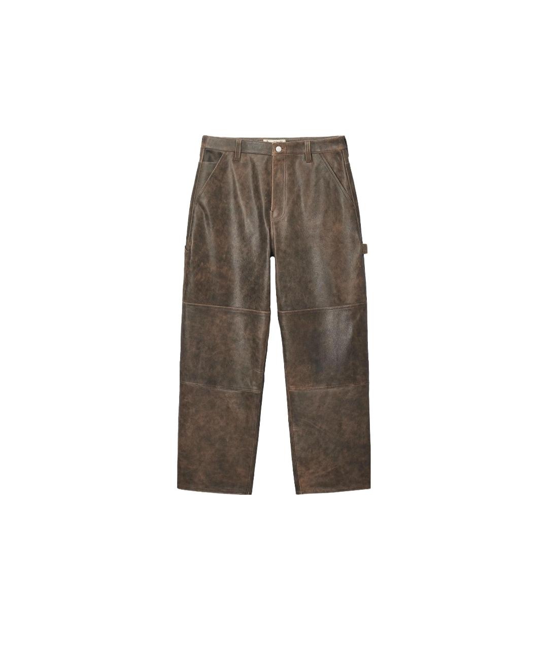 STUSSY Коричневые кожаные повседневные брюки, фото 8