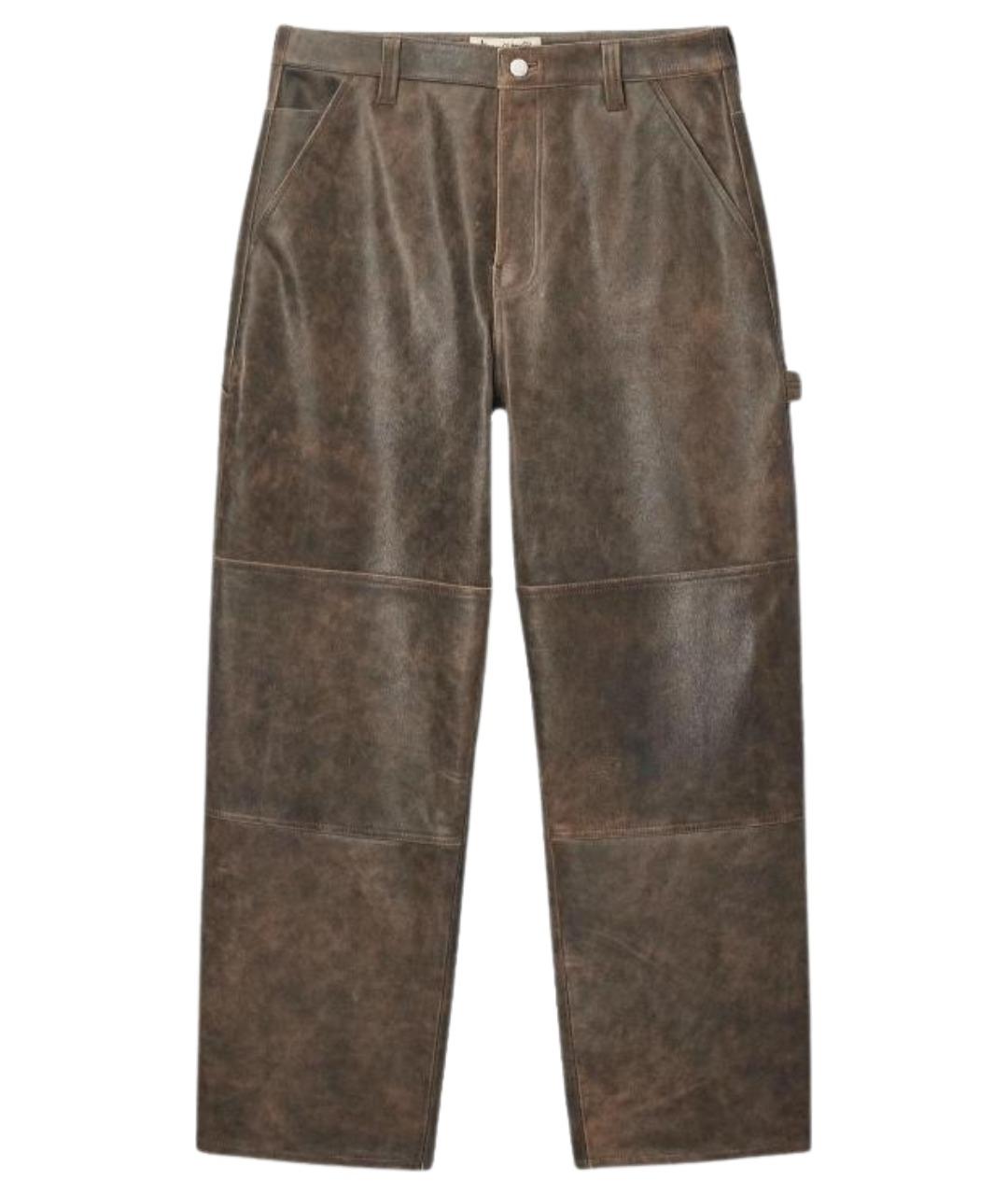 STUSSY Коричневые кожаные повседневные брюки, фото 1