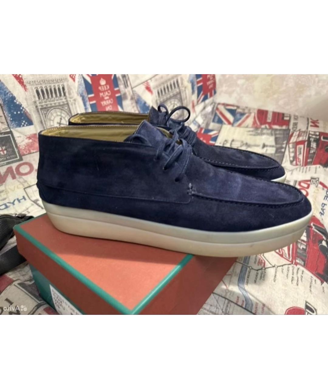 LORO PIANA Темно-синие замшевые лоферы, фото 5