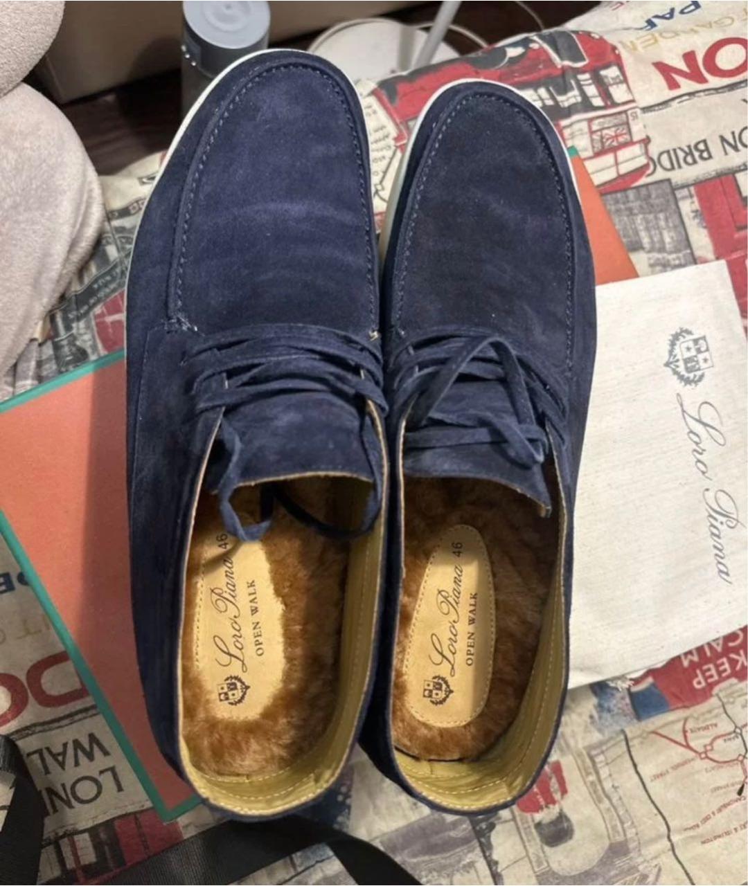 LORO PIANA Темно-синие замшевые лоферы, фото 3