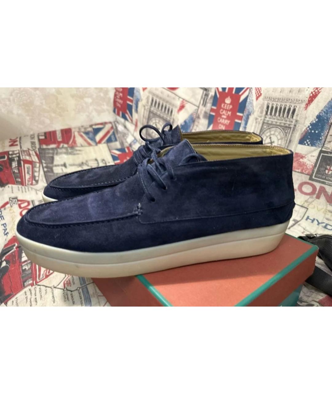 LORO PIANA Темно-синие замшевые лоферы, фото 2