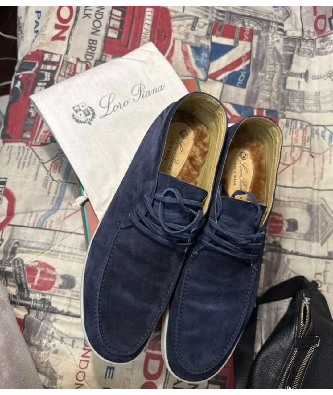 LORO PIANA Темно-синие замшевые лоферы, фото 4