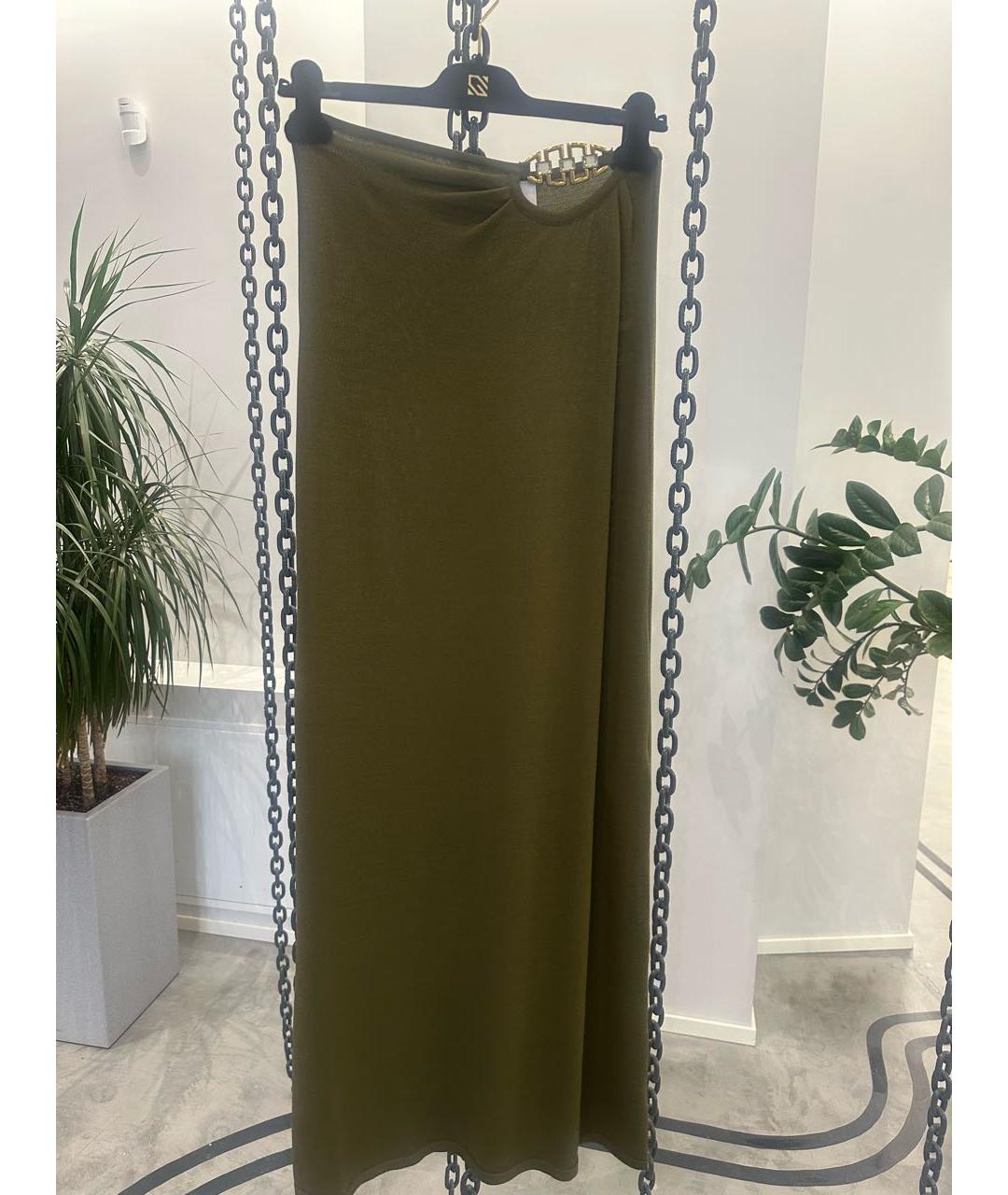 GIUSEPPE DI MORABITO Хаки вискозная юбка макси, фото 2