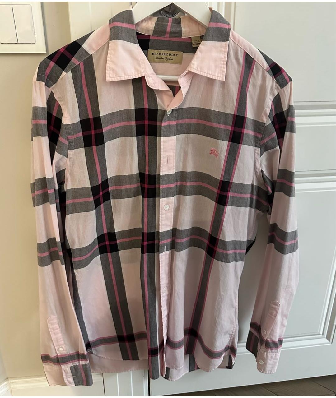 BURBERRY Розовая хлопковая кэжуал рубашка, фото 5