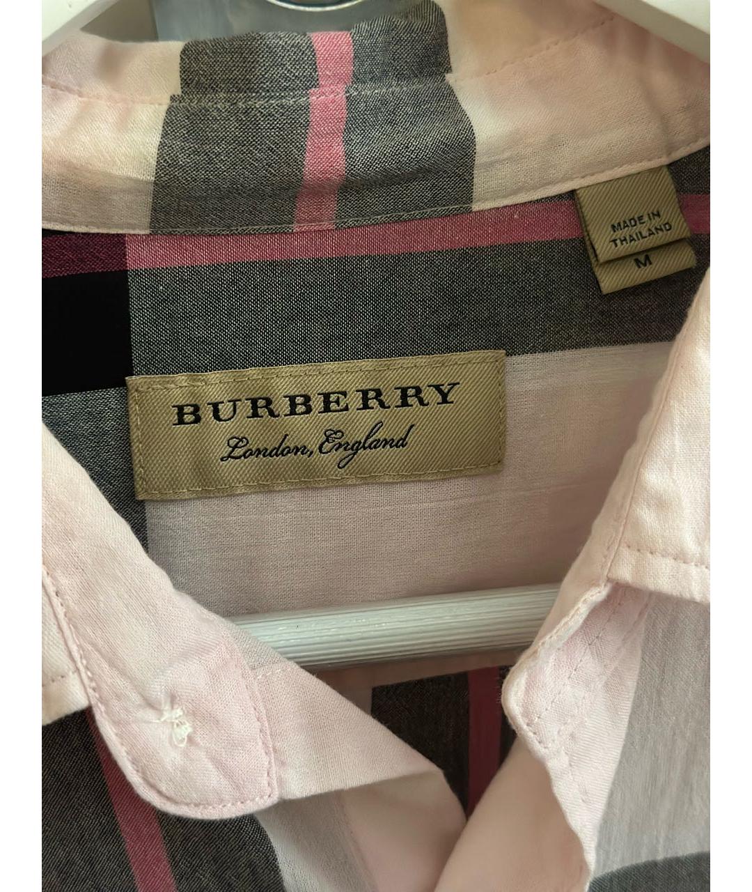 BURBERRY Розовая хлопковая кэжуал рубашка, фото 4