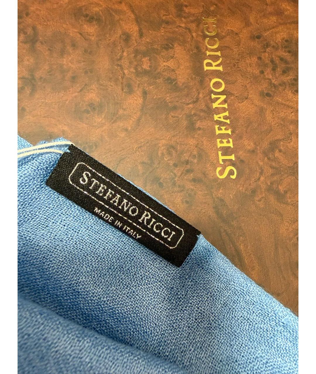 STEFANO RICCI Голубой кашемировый шарф, фото 3