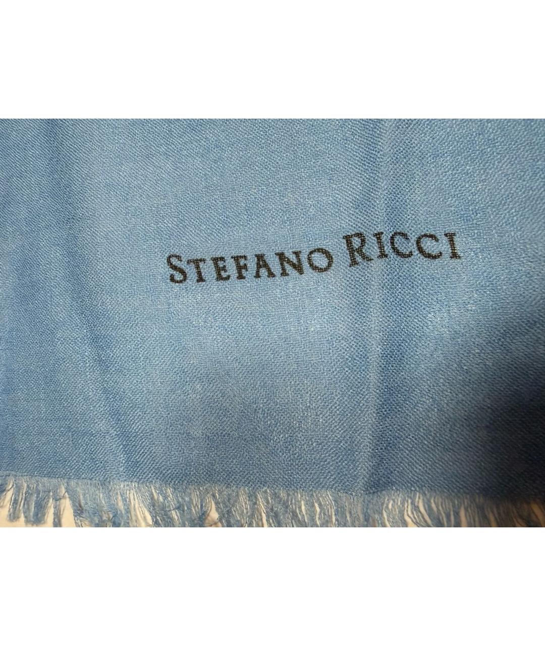 STEFANO RICCI Голубой кашемировый шарф, фото 5