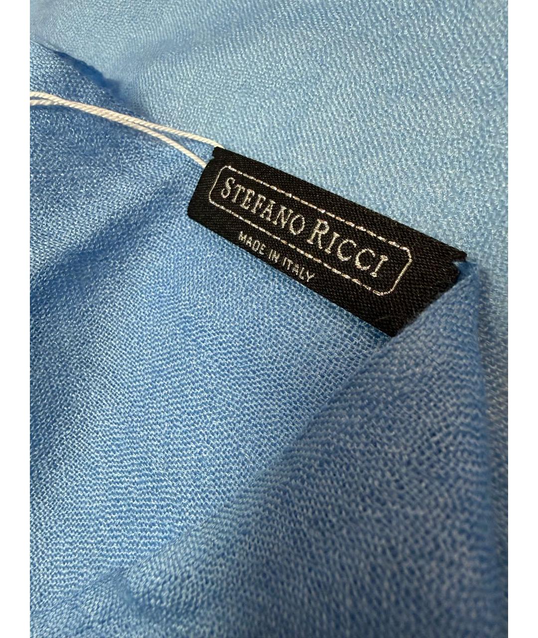 STEFANO RICCI Голубой кашемировый шарф, фото 6