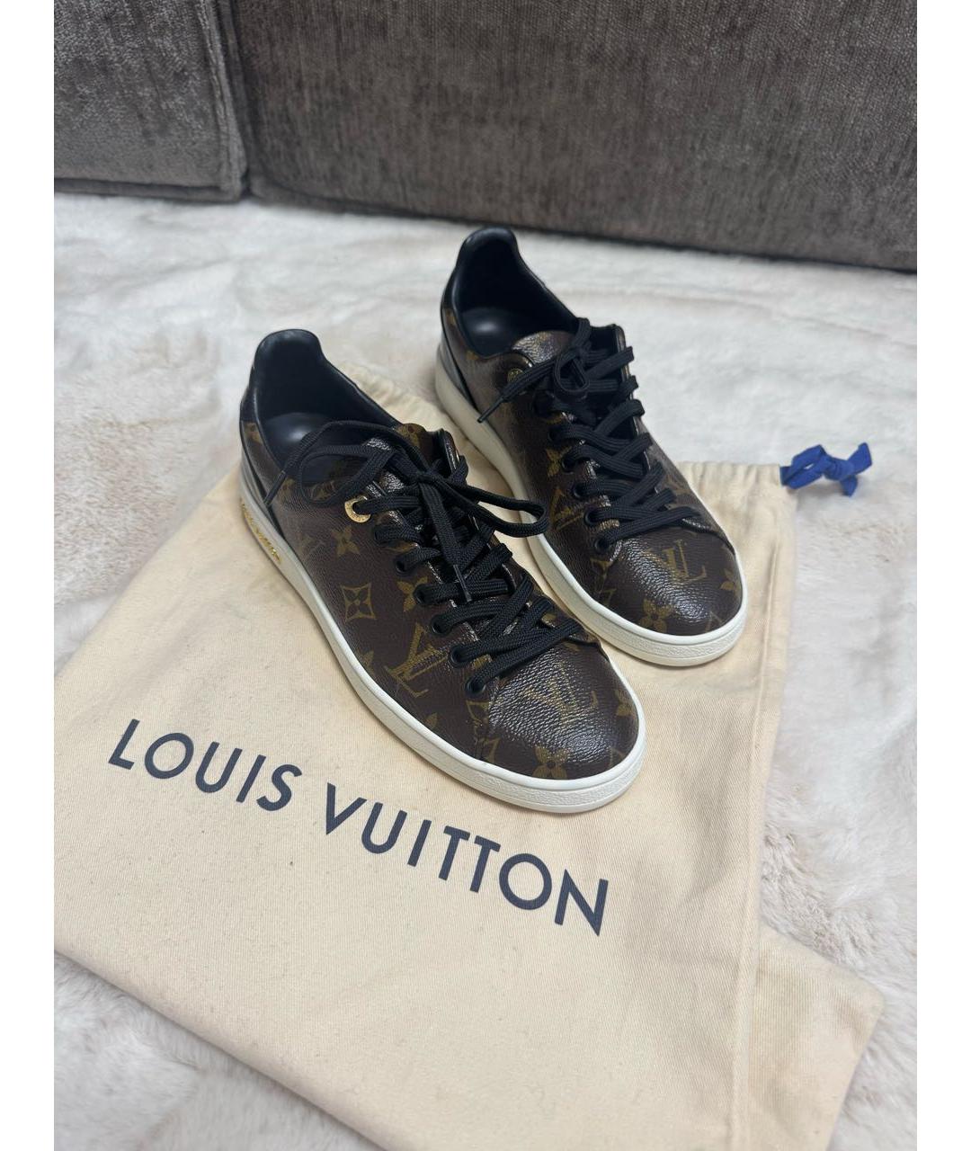 LOUIS VUITTON Коричневые кожаные кроссовки, фото 2