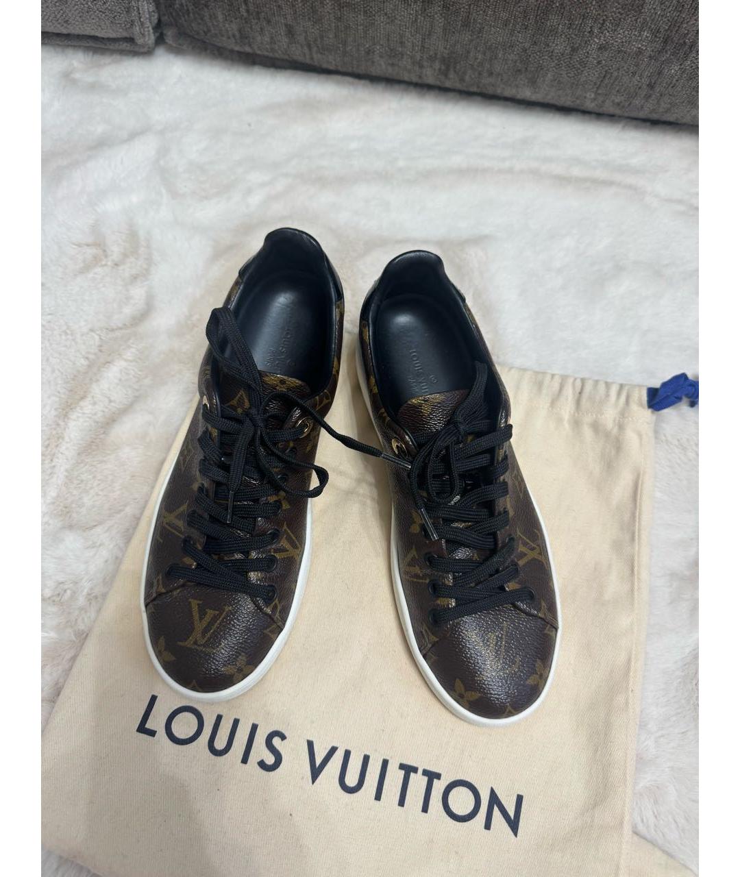 LOUIS VUITTON Коричневые кожаные кроссовки, фото 3