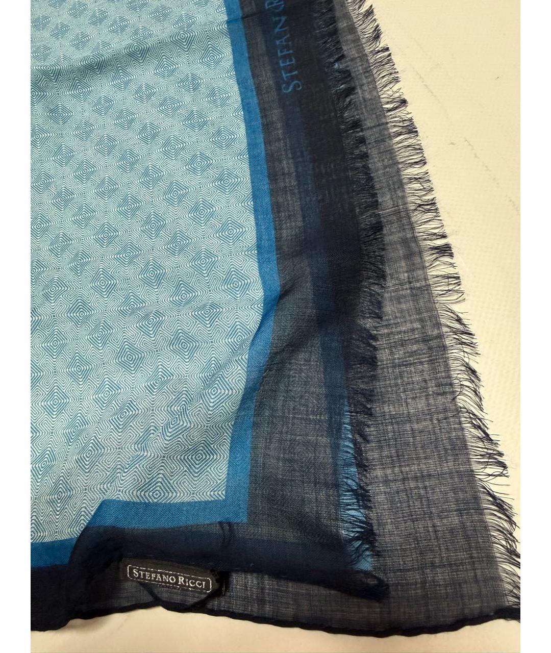 STEFANO RICCI Голубой кашемировый шарф, фото 5