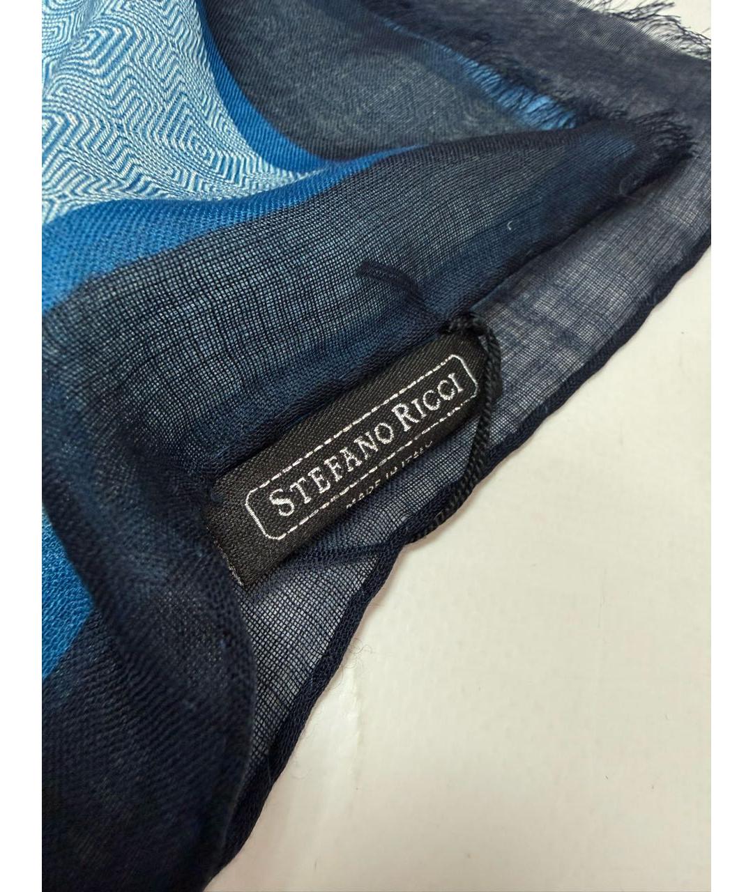 STEFANO RICCI Голубой кашемировый шарф, фото 4