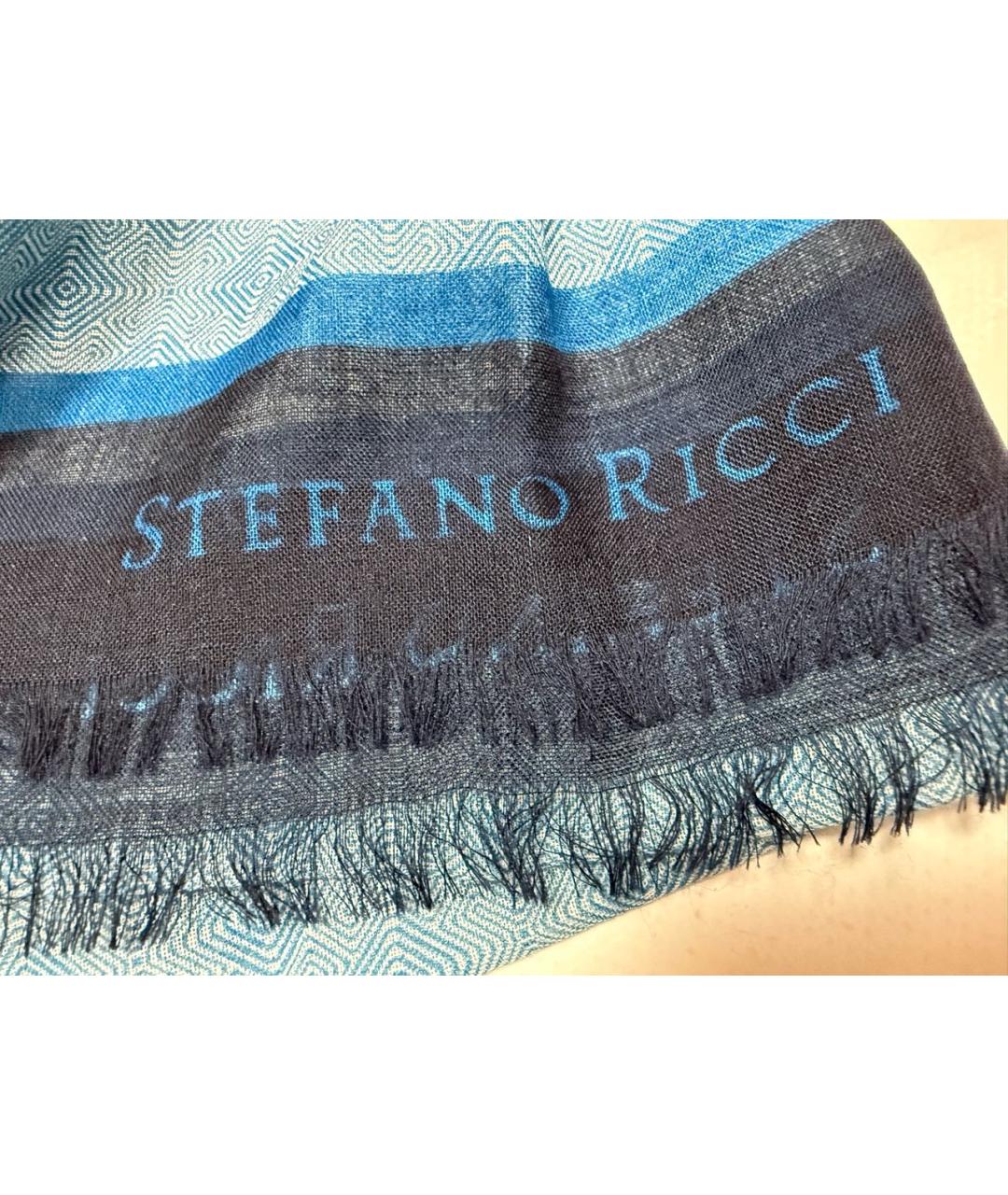 STEFANO RICCI Голубой кашемировый шарф, фото 3