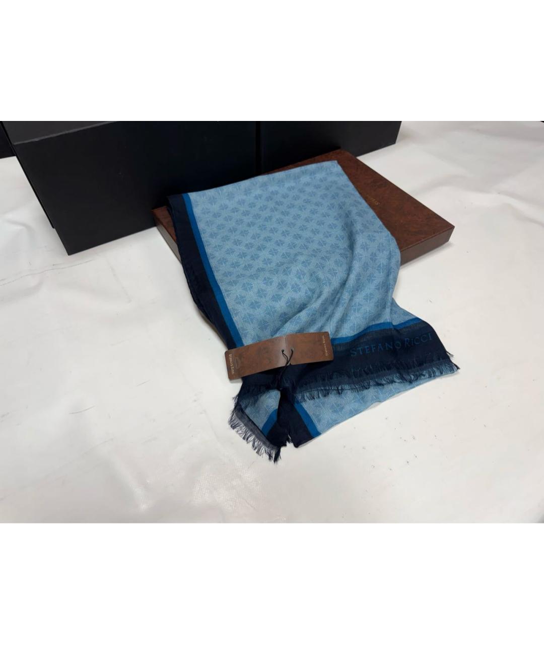 STEFANO RICCI Голубой кашемировый шарф, фото 2