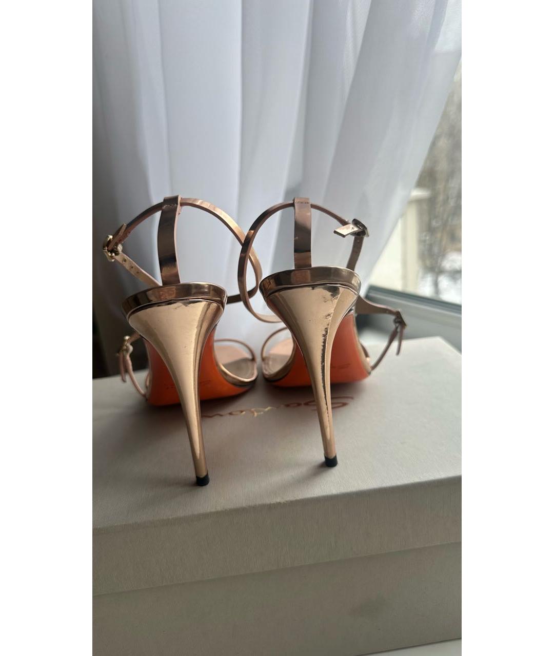 SANTONI Золотые кожаные босоножки, фото 4