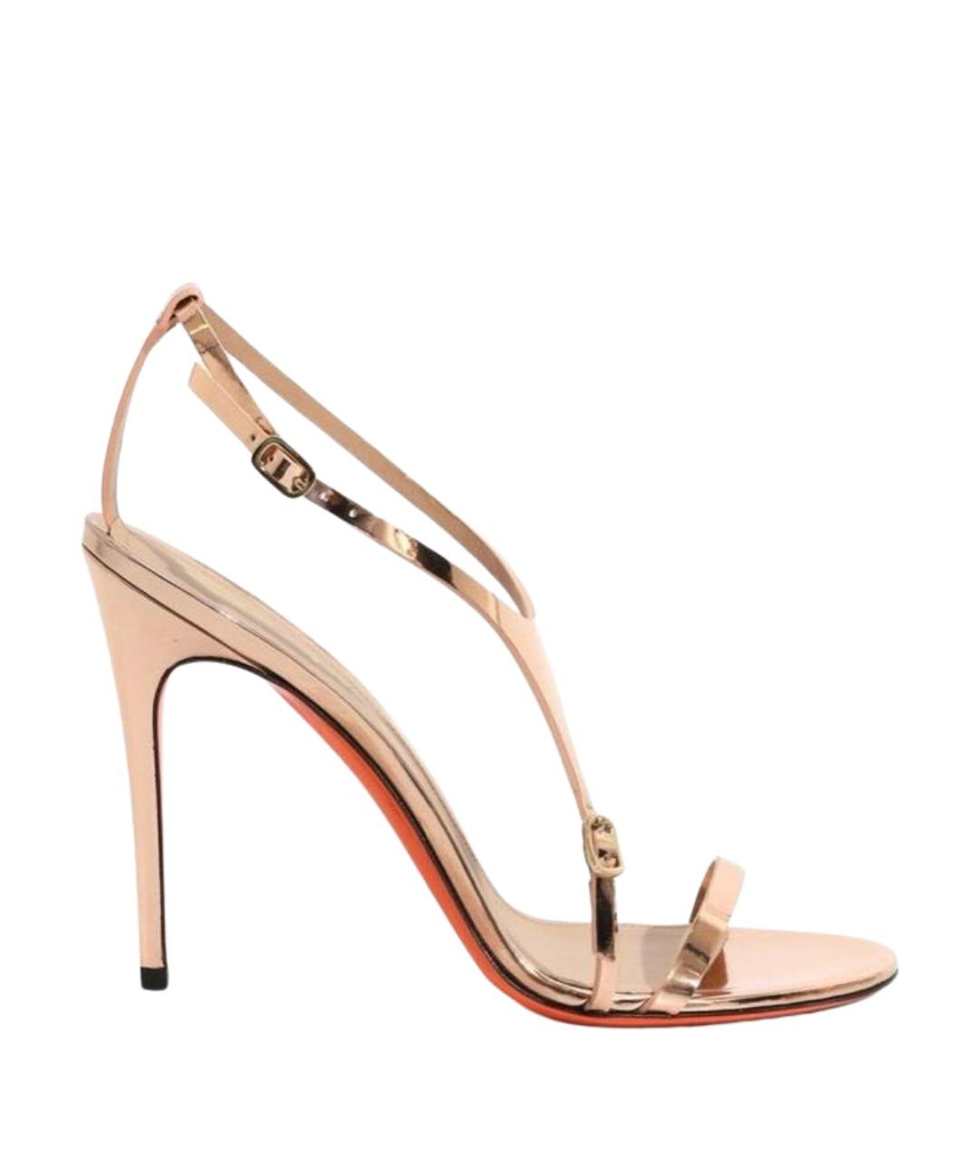 SANTONI Золотые кожаные босоножки, фото 1