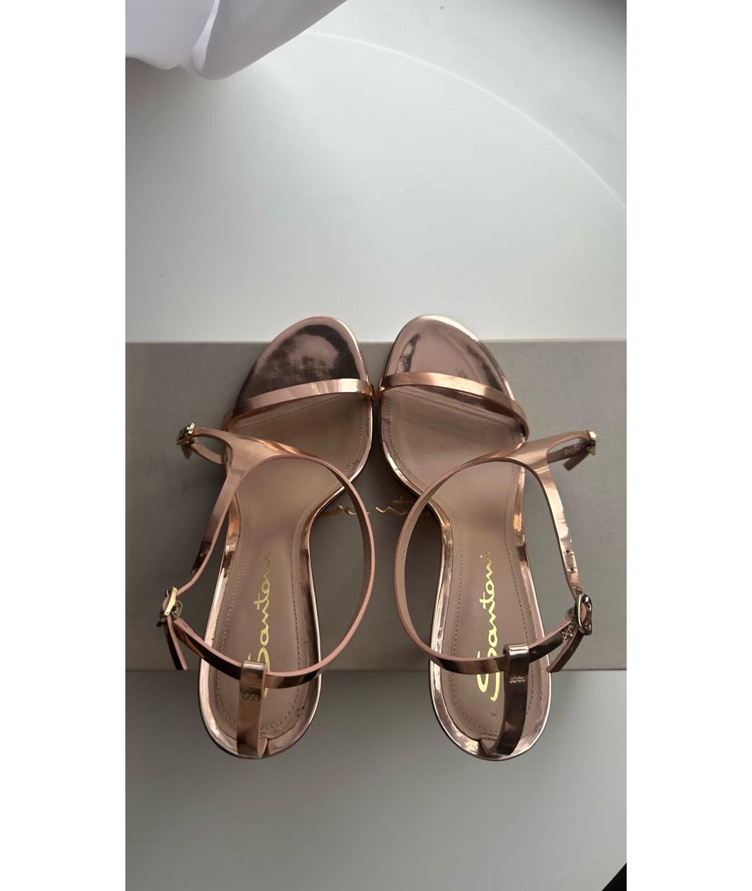 SANTONI Золотые кожаные босоножки, фото 3